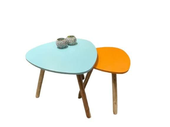 D IX Dimension Coffee Table for Living Room Set of 2 Nesting Side Coffee Tables (DX6_Multicolor)