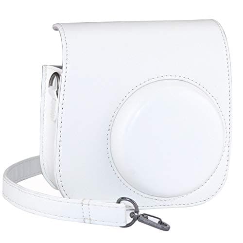 Blummy PU Leather Instax Mini 8 Camera Case for Fujifilm Instax Mini 8/ Mini 8+/ Mini 9 Instant Camera with Adjustable Strap and Pocket (White)