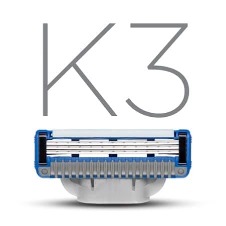 King of Shaves, K3 Three Blade Cartridge, Handle Not Included, Pack of 4