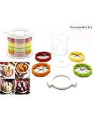 Fruit Divider Cutter Set 4 Slicer Corer -4 Shapes Cutters Cores for Apple/peach/orange/ -1 Replacement Controller -1 Plastic Cut Board -1 Storage Columnar
