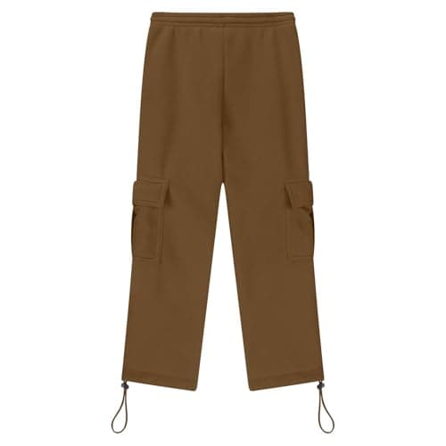Boys' Open Bottom Fleece-Lined Sweatpants with Pockets High Elastic Waist Baggy Wide Straight Leg Pants 5-15 Years