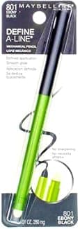 Maybelline Define-A-Line Eyeliner Pencil, Ebony Black Matte [801], 1 Ea (Pack Of 2), Assorted