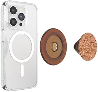 Pop Sockets Round Smartphone Grip, MagSafe Compatible, Adapter Ring Included, Smartphone Holder, Wireless Charging Compatible, Fatamorgana Amber
