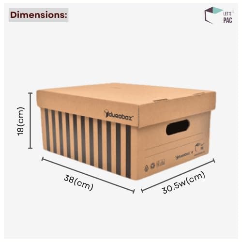 LET'S PAC Multipurpose Storage Organizer Box with Lid - Corrugated Cardboard, Pack of 5 (Small)