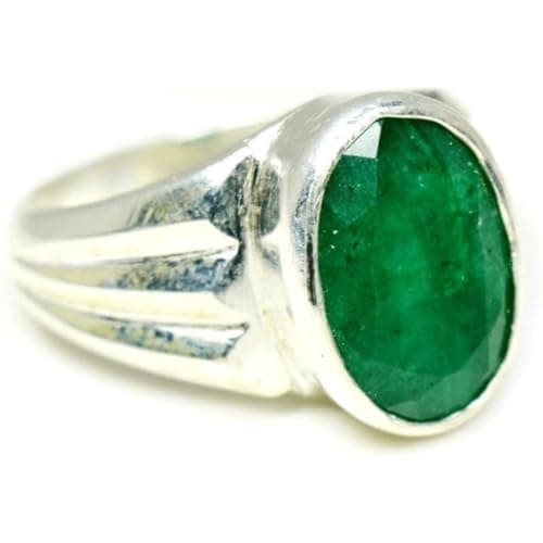 55Carat Genuine Emerald Silver Ring for Men 7 Carat Oval Shape Birthstone Size 5,6,7,8,9,10,11,12,13