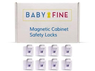 Magnetic Cabinet Baby Proofing Locks (8 Pack - White)