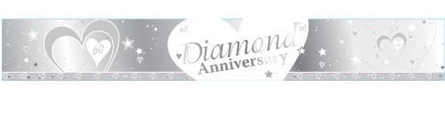 Anniversary 60th Diamond Silver & White 9ft Foil Banner
