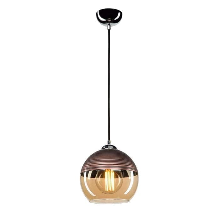 MFN Luster Doom Globe Shade Ceiling Hanging Pendant Light Lamp for Bedroom, Living Room(Metal, Glass)
