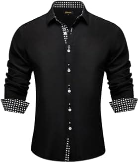 DiBanGu Men's Dress Shirt Long Sleeve Casual Button Down Shirts Regular Fit Inner Contrast Shirt for Business Party