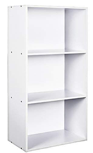 TOP-MAX Bookshelf Organizer White Office Storage Rack 3-Shelf Bookcase Bookshelves Book Storage Display Shelf Rack Freestanding Storage Cabinet Unit for Living Room Bedroom Office