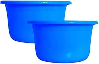Kuber Industries 2 Pieces Unbreakable Plastic Multipurpose Bath Tub/Washing Tub 35 LTR (Blue)-KUBMART11729