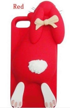 3D Cute Milan Bunny Rabbit Rubber Soft Silicon Case Cover For iphone 5 5G 5S 4 4S 4G delux colors (Red for iphone 4 4s)