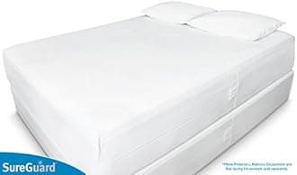 Set of 2 Standard Size SureGuard Pillow Protectors - 100% Waterproof, Bed Bug Proof, Hypoallergenic - Premium Zippered Cotton Covers - Smooth