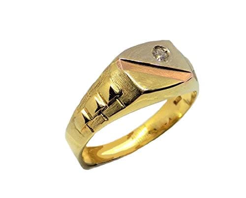 Men's Ring with diamond, tricolor gold
