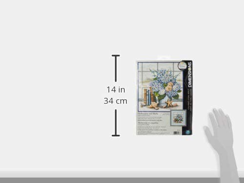 Dimensions 'Hydrangeas and Sea Shells' Counted Cross Stitch Kit, 14 Count White Aida, 11" x 12"