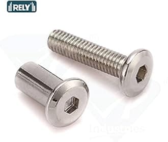 Rely®⇒VP INDUSTRIES (Combo Set -20 Pcs) M8x90 mm Nickel Allen JCB Screw with JCB Female Sleeve Barrel Nut + Allen Key 1 pc | Fastener for Joining Wood Boards, Cabinets, Cupboards,Chairs & Beds