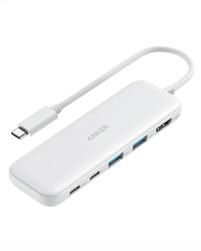 Anker 332 USB-C Hub (5-in-1) with 4K HDMI Display, 5Gbps USB-C Data Port and 2 5Gbps USB-A Data Ports and for MacBook Pro, MacBook Air, Dell XPS, Lenovo Thinkpad, HP Laptops and More(White)