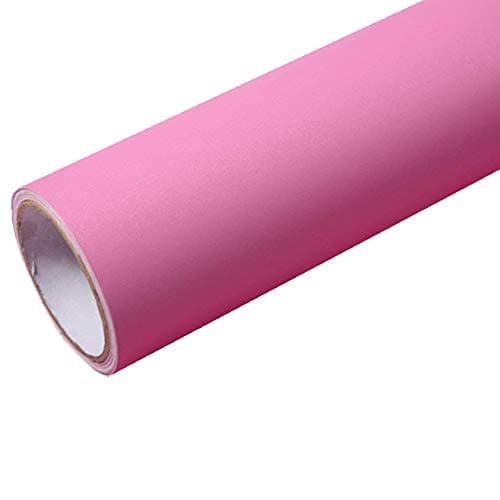 Temall Solid Color Gloss Self Adhesive Peel and Stick Wallpaper for Counter Top 24''x79'' (Frosted Pink)