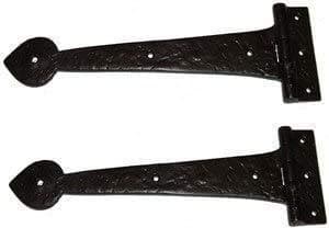 B&M - 12'' Spear End Door Tee Hinges in Black Cast Iron (Pair)