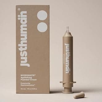JustHuman Microshots Age-Defying Peptide6 Cream With Peace Mask|Patented Korean Technology For Mature Skin| Collagen Boosting,Wrinkle-Free, Skin Tightening |10Ml
