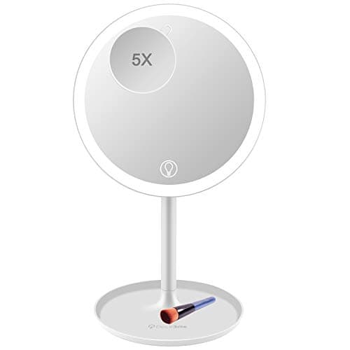 ElectriBrite Lighted Makeup Mirror - 8 inch Cordless Light Up Vanity Mirror with 70 LEDs and Built-in Battery, 3 Color Mode Dimmable Desk Cosmetic Mirror HD Fill Mirror with 1X/5X Magnification