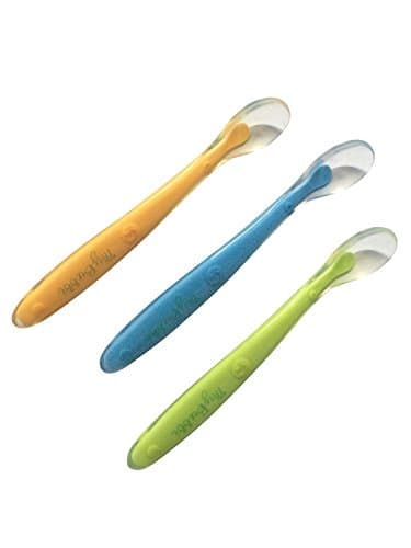 My Bubbi Silicone Spoon, Blue/orange/green, 3 Count (Boy Pack)