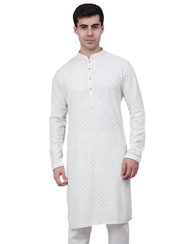 Jompers Men's Chikankari Embroidered and Sequence Kurtas