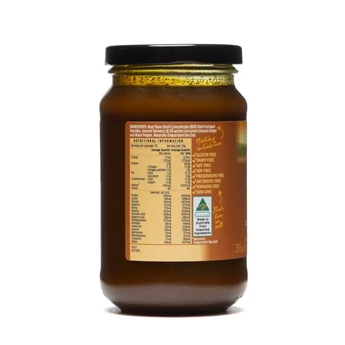 ABBCo Turmeric Beef Bone Broth Concentrate with Ginger, Black Pepper – Healthy Digestive Beverage Boosting Bone and Joint Health - Halal, Collagen Protein Enriched