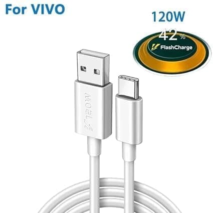 Original 120 Watt Flash Charging USB to C Cable Compatible with vivo X90, X90 Pro, X80, X80 Pro, X70, X70 Pro, X60, X60 Pro, iqoo Neo 6, Neo 7, Neo 7 Pro (120W Cable) (APR190)