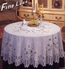 Battenberg Vinyl Lace Tablecloth 70” Round, White
