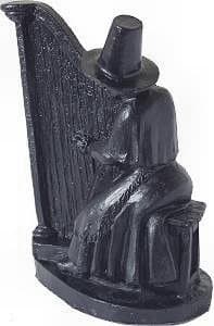 Welsh Lady Playing Harp - Hand Crafted Coal model - Made with Coal