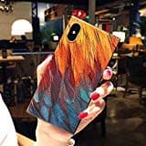Unique Square Case for iPhone X, 5.8 inches, Colorful Feather Design [Flexible Back+Soft TPU Bumper] [Extra Shock Absorption Corner][Hi-Def Print] (Feather Abstract X)