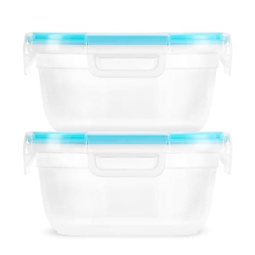 Snapware Total Solution Set of 2 Plastic Food Storage Containers, Leakproof and Airtight, Round Lids, Non-Toxic BPA Free, Microwave and Freezer Safe