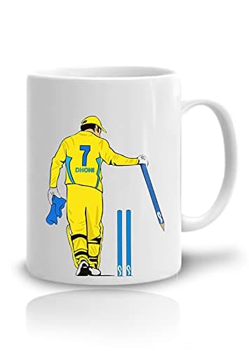 Mahendra Singh Dhoni MSD Printed Ceramic Coffee Mug - 1 Piece, White, 300 ml #aatmanirbharbharat #Vocalforlocal #madeinindia