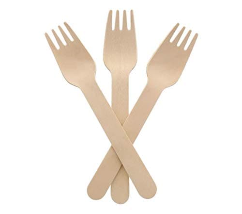 KRUM Leaf Nation 14 cm Disposable Wooden Fork (Pack of 100) Biodegradable Areca Fork Disposal Spoon for Birthday Party Events Disposable