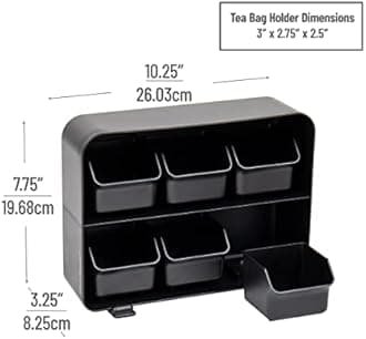 6 Drawer Tea Bag Holder and Organizer, Black