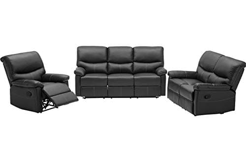 FDW Recliner Sofa PU Leather Set 3 PCS Motion Sofa Loveseat Recliner Sofa Recliner Couch Manual Reclining Chair 3 Seater for Living Room