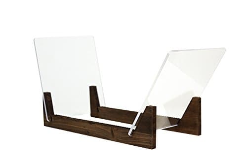 LykeLuxVinyl Record Storage Holder - Durable Solid Pine Wood & Clear Acrylic - Modern 12’’ & 7’’ LP Stand Display Rack - Holds Up to 50 Albums - Showcase Your Collection in Style