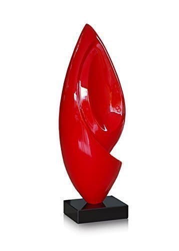 Red Abstract Paint Sculpture with Black Marble Base Height 84 cm Gallery Quality! 50 kg Gallery Marble Column 70 cm height