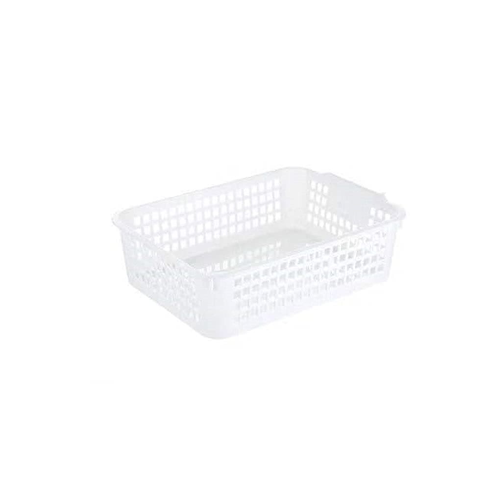 费师爱桌zwl small storage box Household Plastic Empty Desktop Storage Basket Snack Storage Basket Orthogonal Sundries Storage Box Bathroom Rack Basket (Color : L)
