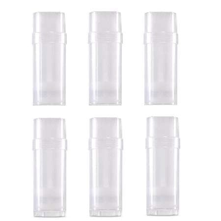 Empty Deodorant Containers Round (2.2oz, Pack of 6) - BPA Free Clear Plastic, Small Size Great for Carry-On Travel, DIY Make Your Own Deodorant, Lip Balm, Lotion Bar, Moisturizer, Heel Balm, Sunscreen