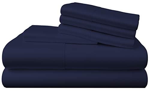 Luxury Bamboo Sheets King Size - 6 Piece Ultra Soft King Cooling Sheets for Hot Sleepers - 100% Organic Bamboo King Sheet Set Fits Up to 16" Deep Pocket - Eco Friendly - King - Navy