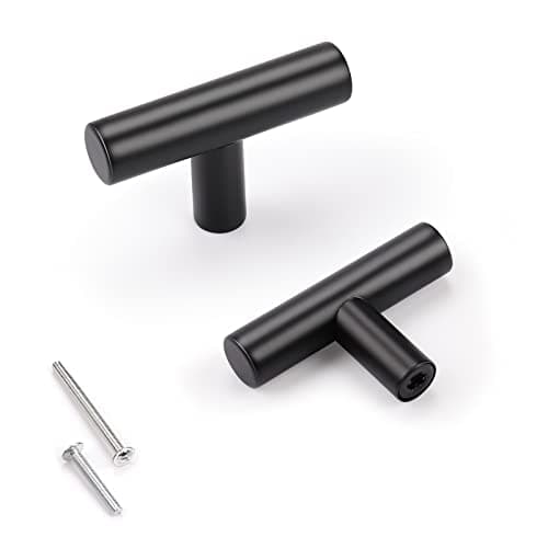 KNOBWELL 12 Pack Black Cabinet Knobs, Single Hole 2 in Matte Black Dresser Drawer Knobs and Pulls for Cabinet Cupboard Vanity