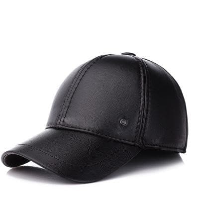 Genericautumn and winter thick warm baseball cap leather cap with ear men's all-match hat dad's cap (2)