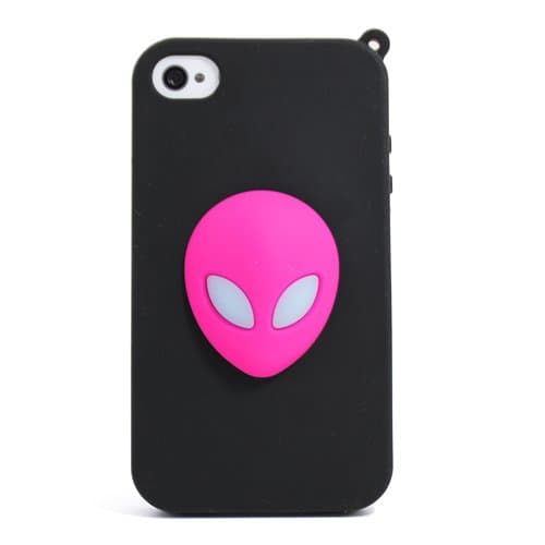 Iphone4s Alien Silicone Case pink Color Glow in Dark