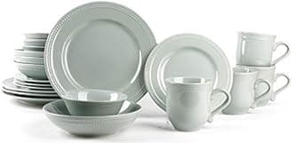 Pearl Dots Stoneware Dinnerware Set (20pc Set, Teal)