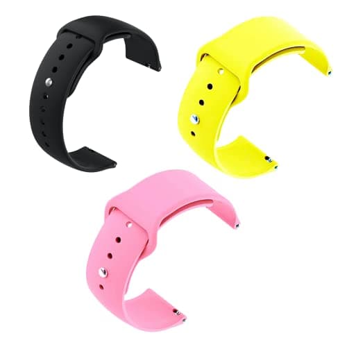 Soft Silicone Strap Replacement Band for Apple || Realme || Boat || Noise || Fireboltt || Amazfit || Samsung || Oneplus Smart Watch Straps (Black/Yellow/Pink, 23MM)