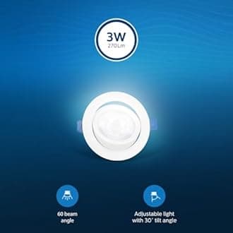 PHILIPS polycarbonate 3 Watt White LED Ceiling COB Round Spot Light with Adjustable Tilt|Cut out: 63mm|Cool Day Light, Pack of 1 (BrightSpot)