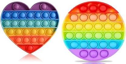 Wonder Creatures Pop It Fidget Toys,Push Pop Bubble Fidget Sensory Toy,Autism Special Needs Silicone Stress Relief Toy, Great Fidget Toy Sensory (Square) (Rainbow Heart & Circle), Multicolor