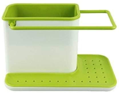 S_E  3 in 1 Bathroom Soap & Liquid Organizer Tray Stand (for Liquid, Brush, Cloth, Soap, Sponge), Plastic